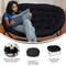 Emma and Oliver Janey Folding Double Saucer Chair with Steel Frame for Dorm, Living Room, or Bedroom